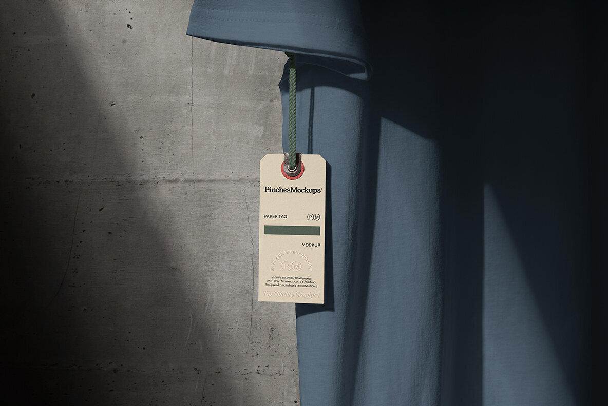 Paper Tag Hanging from T Shirt Mockup PM PT 01 1