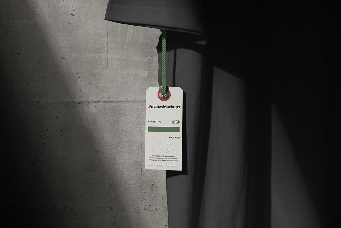 Paper Tag Hanging from T Shirt Mockup PM PT 01 4