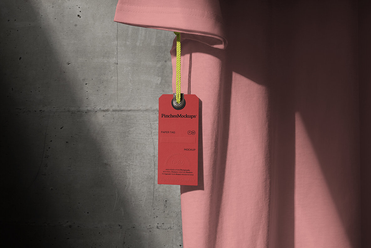 Paper Tag Hanging from T Shirt Mockup PM PT 01 5