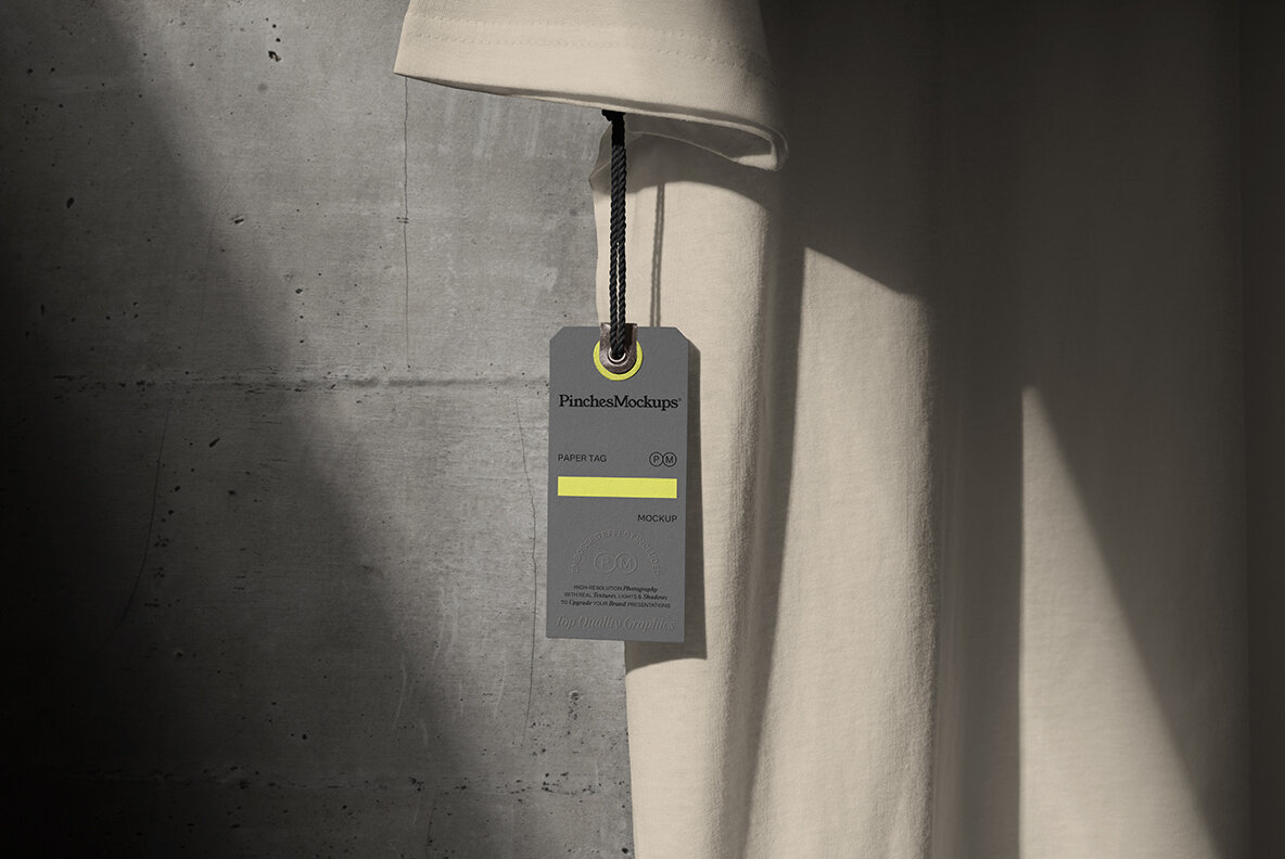 Paper Tag Hanging from T Shirt Mockup PM PT 01 6