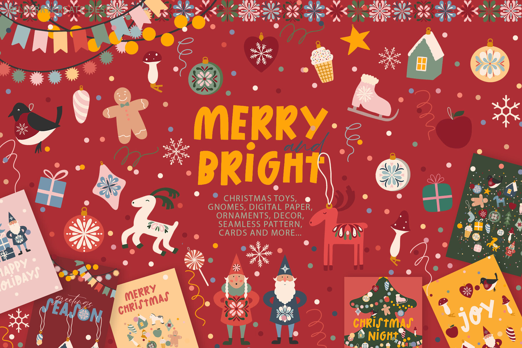 Merry and Bright Christmas Art Set 1