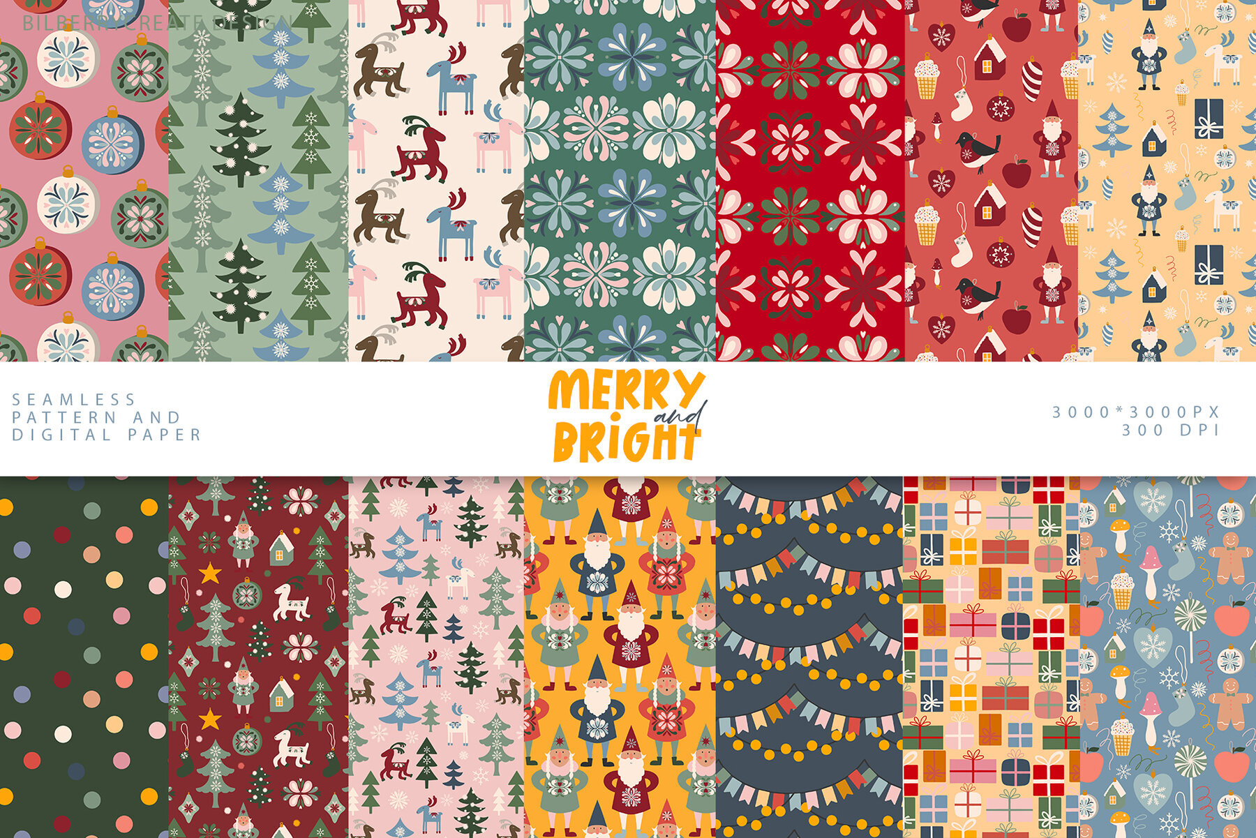 Merry and Bright Christmas Art Set 2