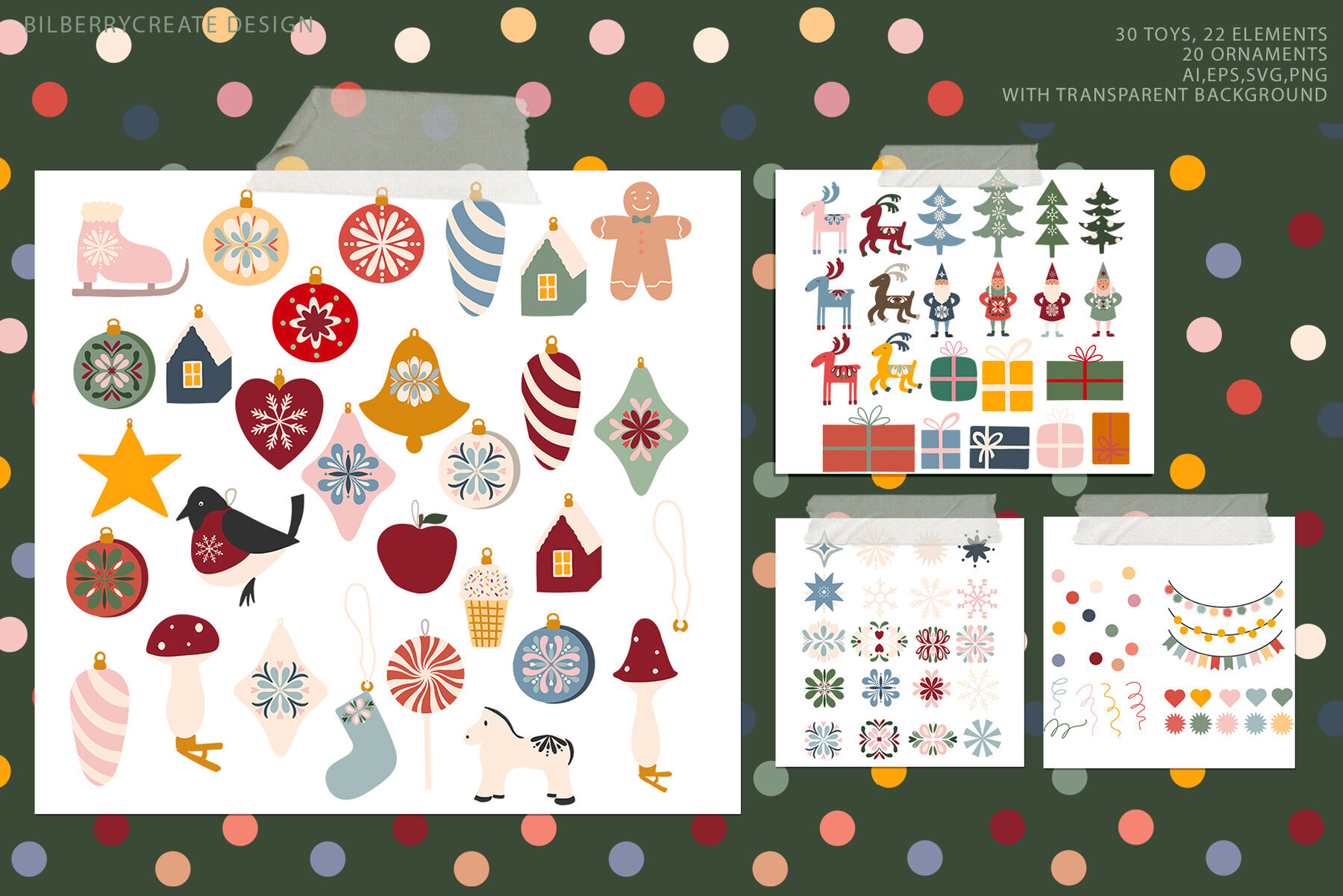 Merry and Bright Christmas Art Set 3