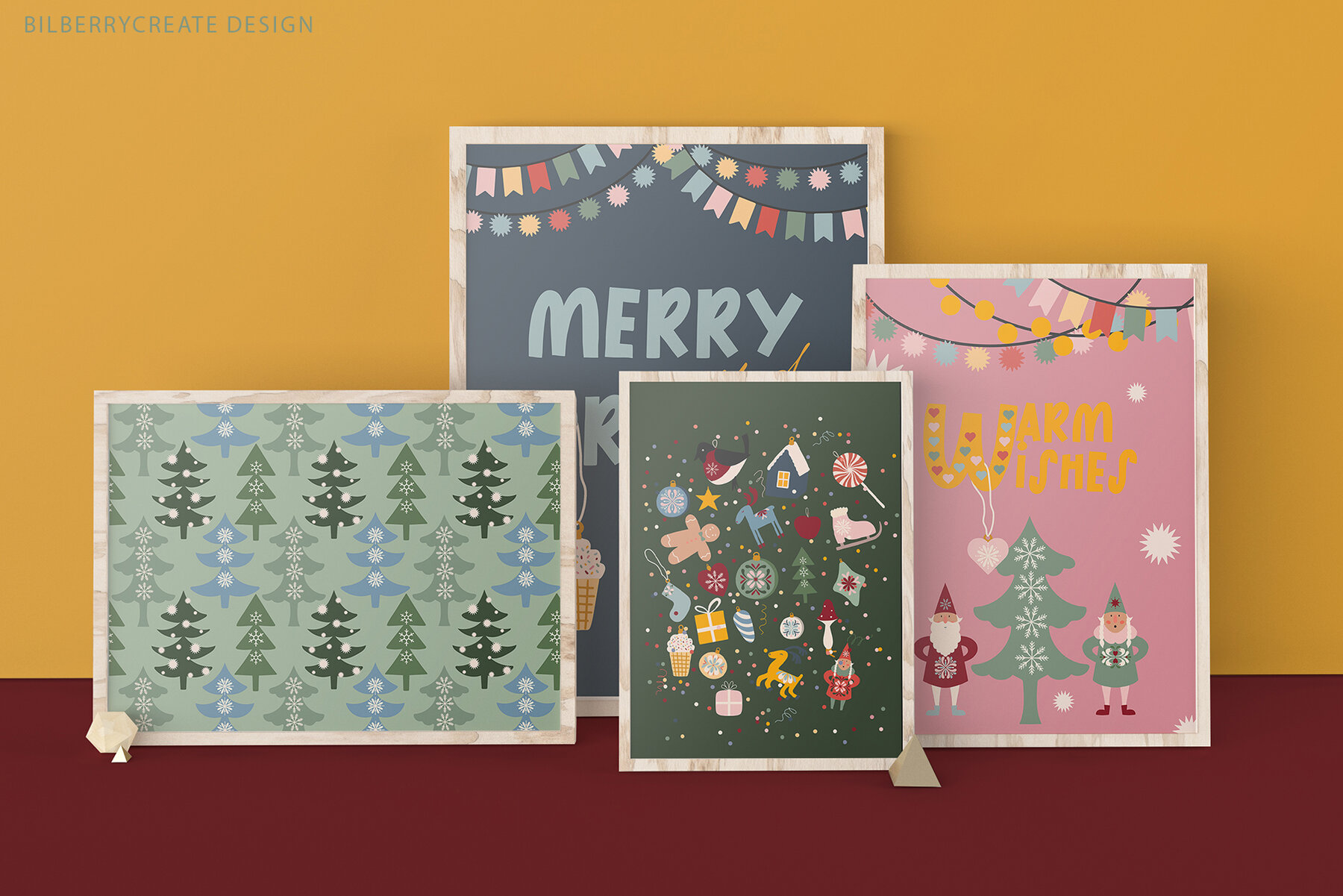 Merry and Bright Christmas Art Set 5