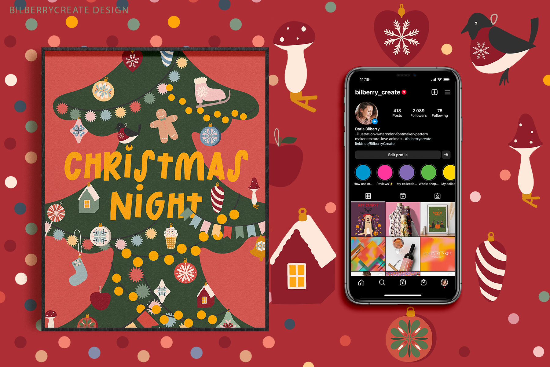 Merry and Bright Christmas Art Set 6