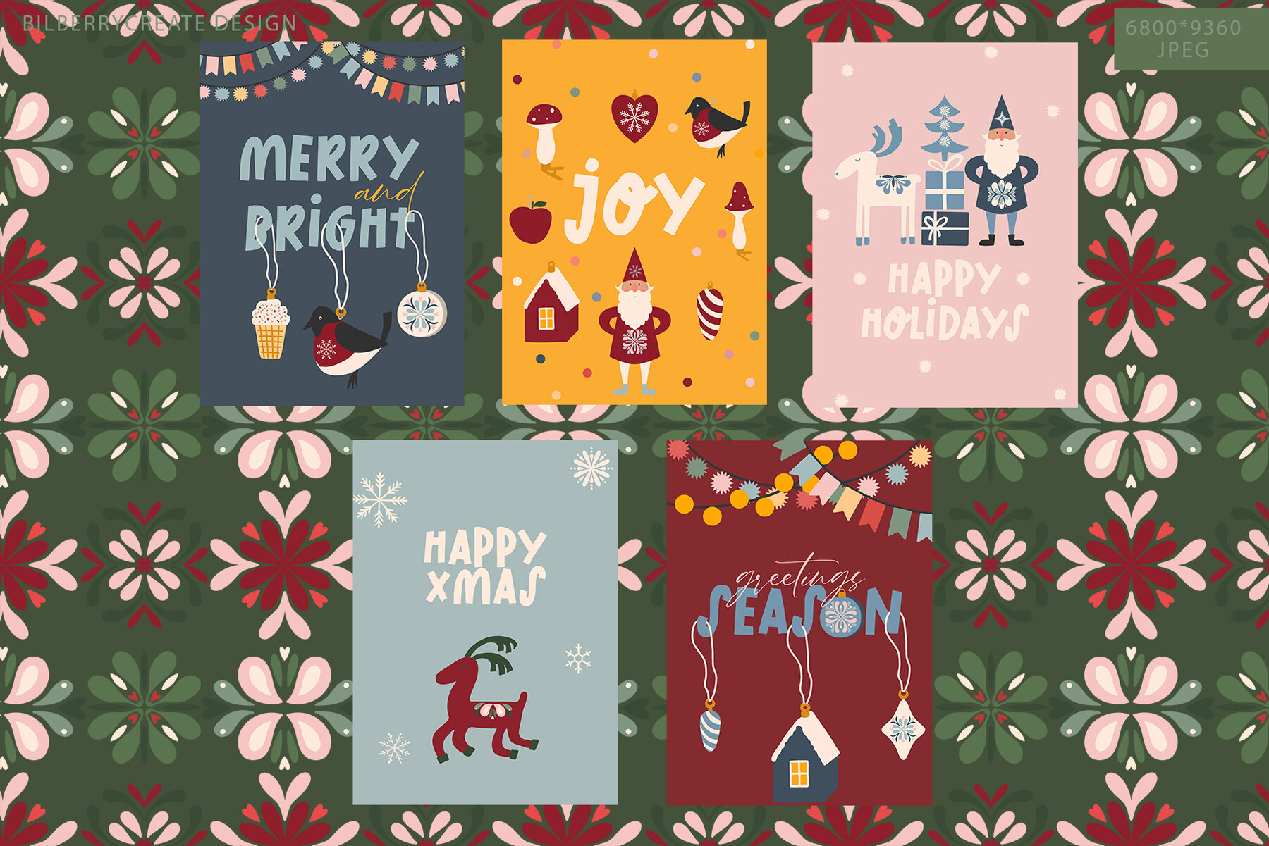 Merry and Bright Christmas Art Set 8