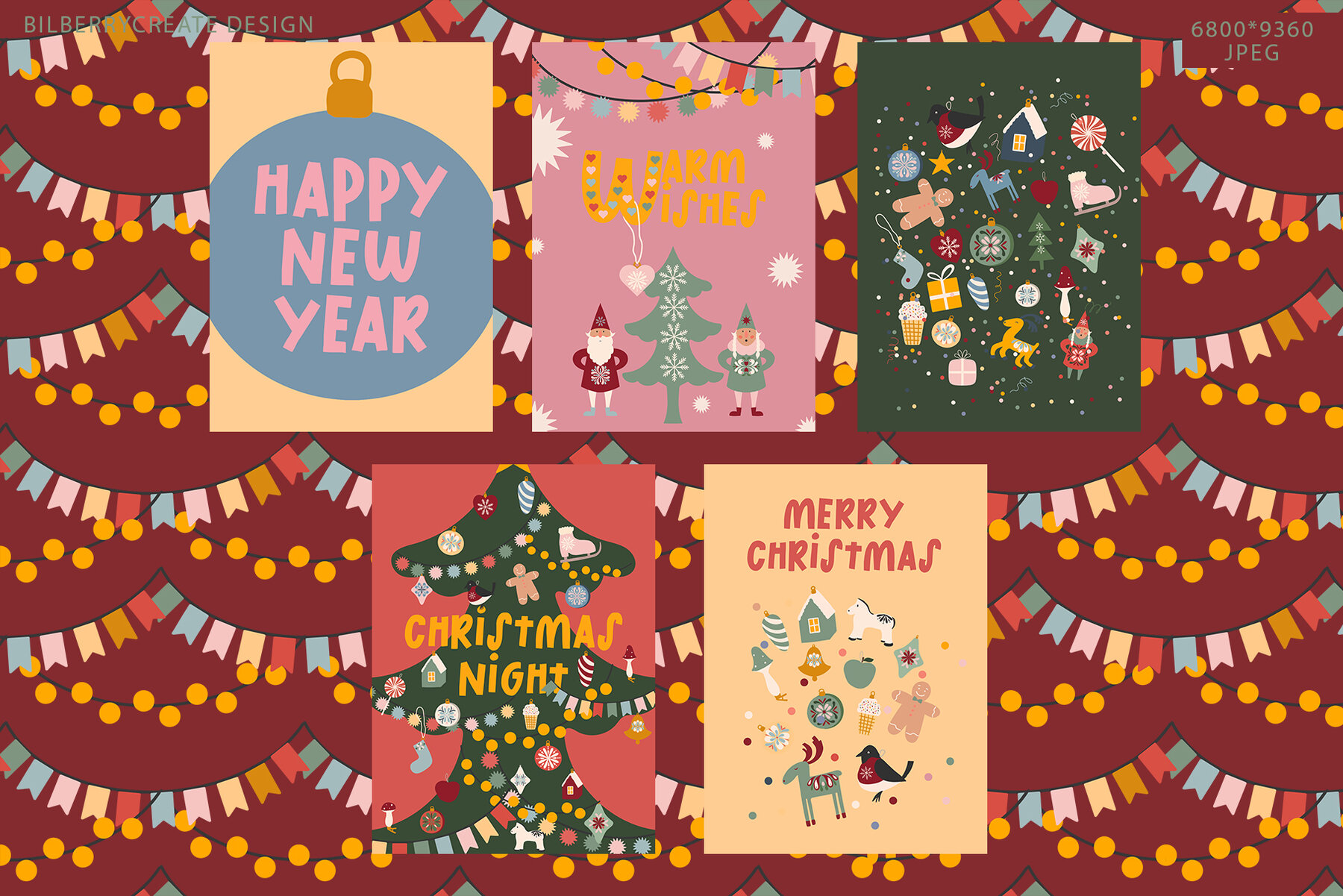 Merry and Bright Christmas Art Set 9