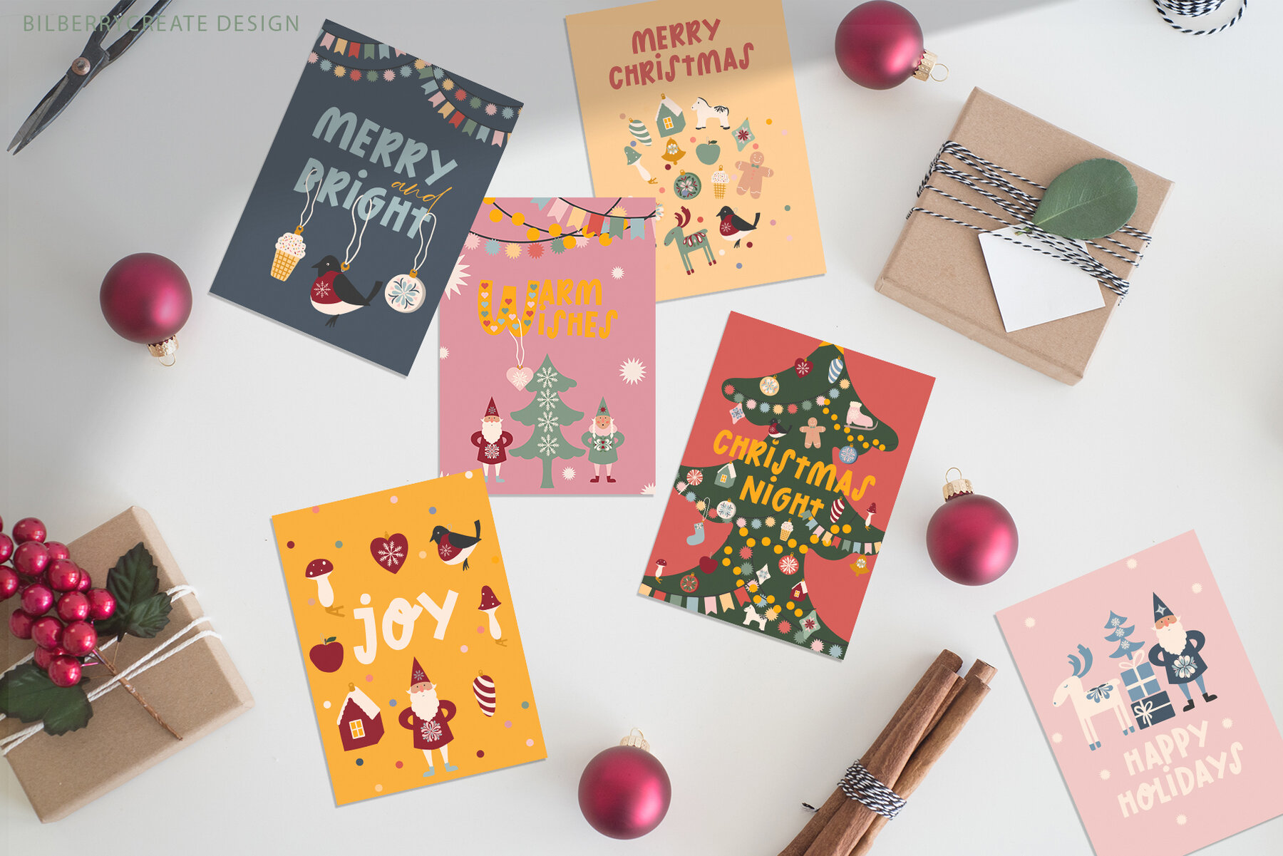 Merry and Bright Christmas Art Set 10