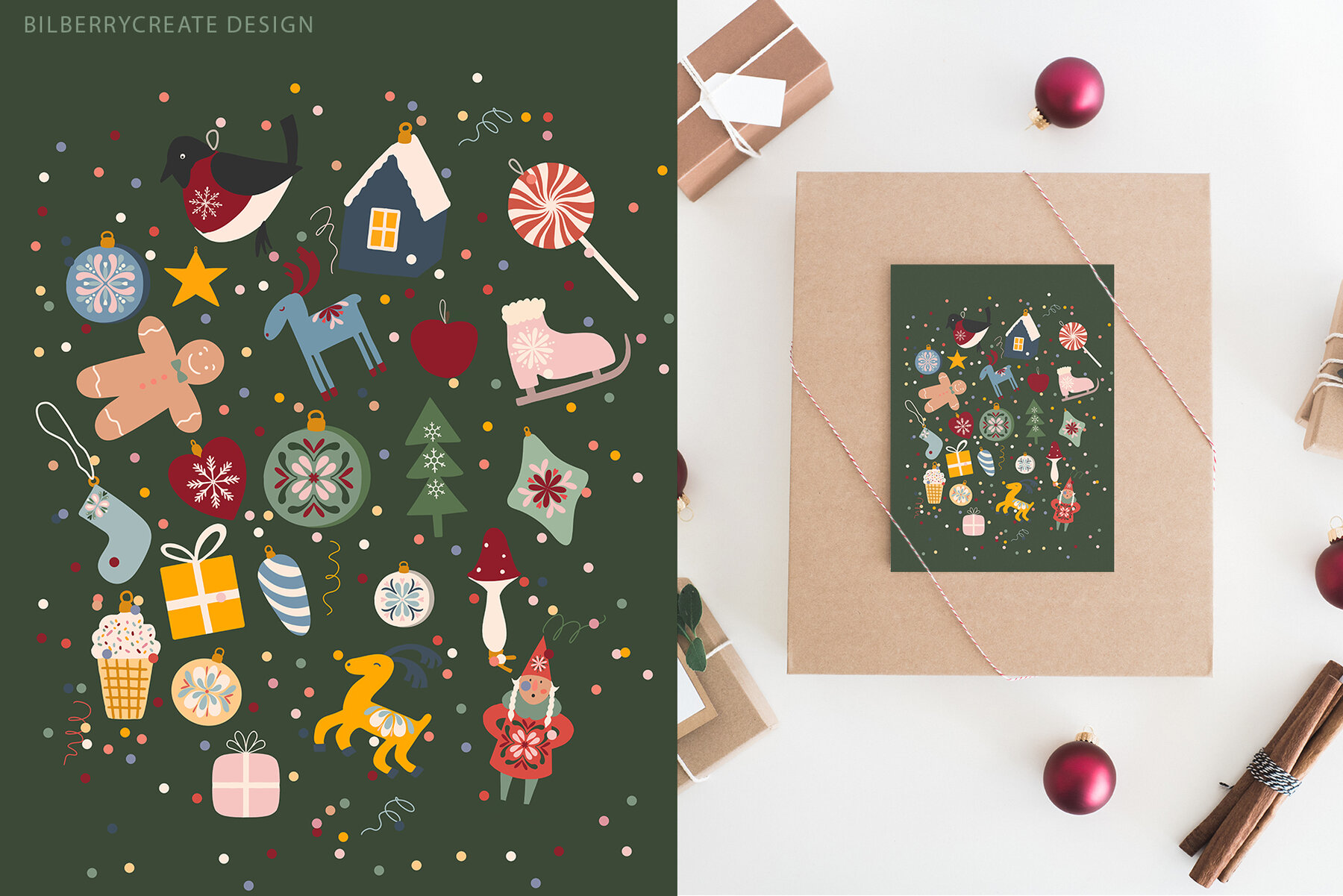 Merry and Bright Christmas Art Set 12