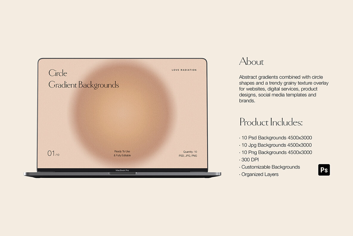Circle Abstract Nude Grainy Gradient Backgrounds 3