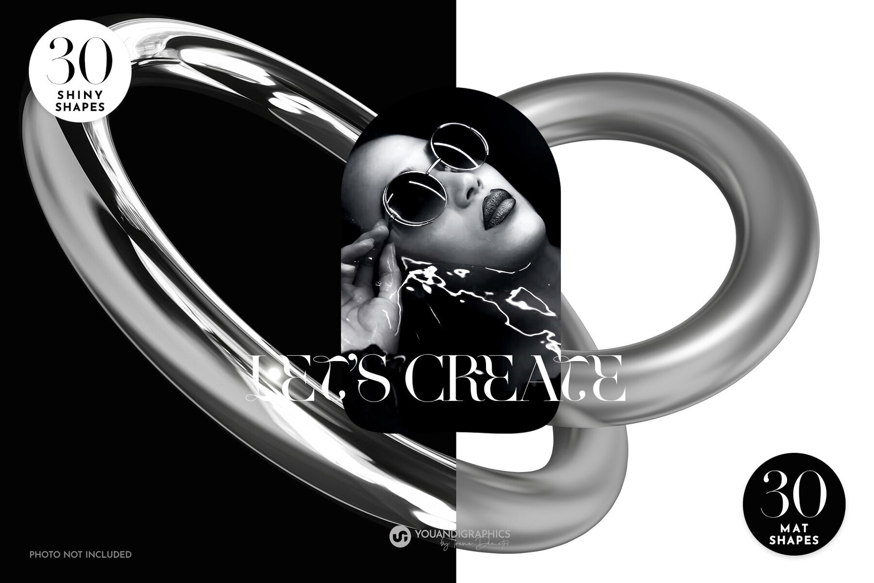 Chrome Abstract Y2K 3D Elements 1