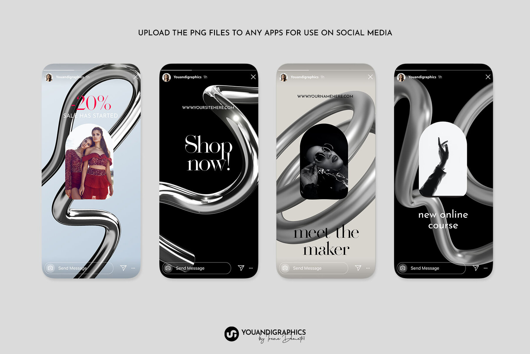 Chrome Abstract Y2K 3D Elements 4