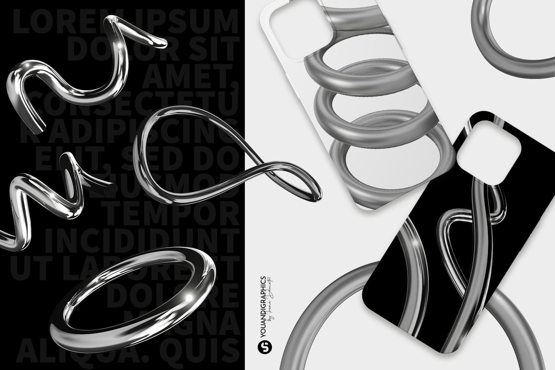 Chrome Abstract Y2K 3D Elements 5