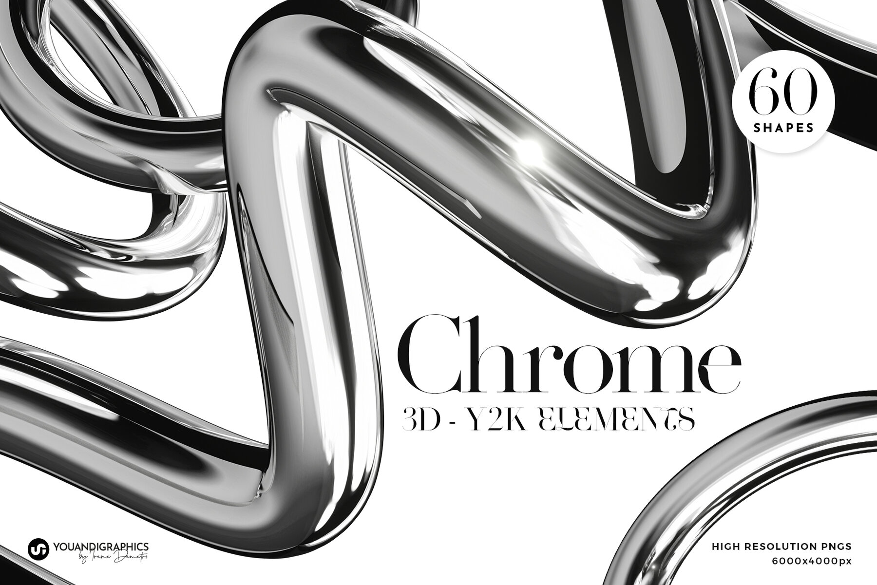 Chrome Abstract Y2K 3D Elements 7