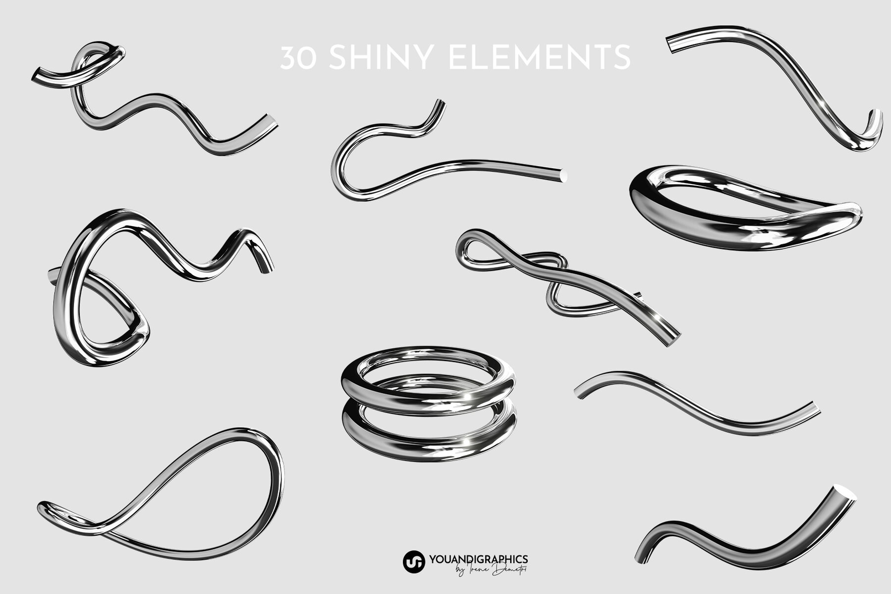 Chrome Abstract Y2K 3D Elements 10