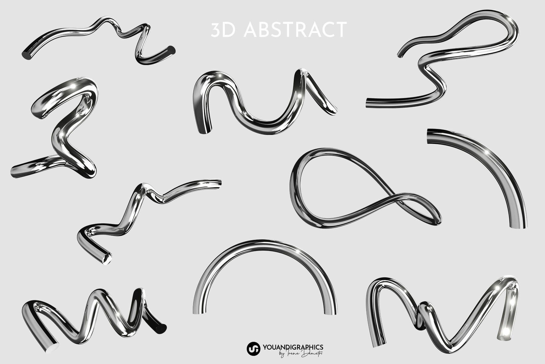 Chrome Abstract Y2K 3D Elements 11
