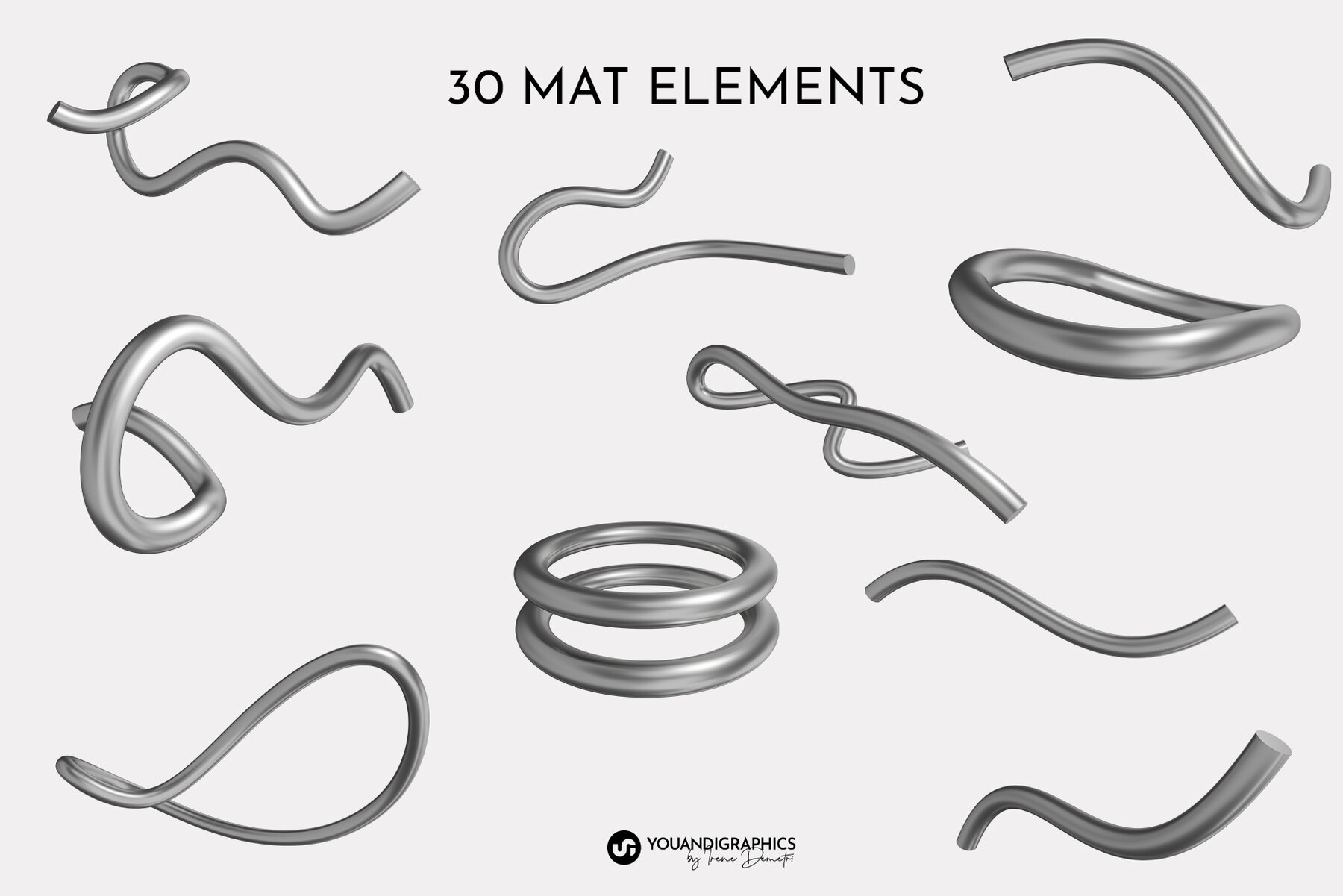 Chrome Abstract Y2K 3D Elements 13