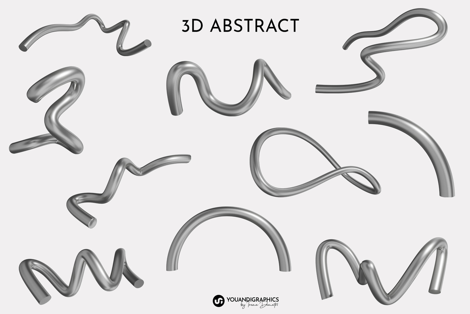 Chrome Abstract Y2K 3D Elements 14