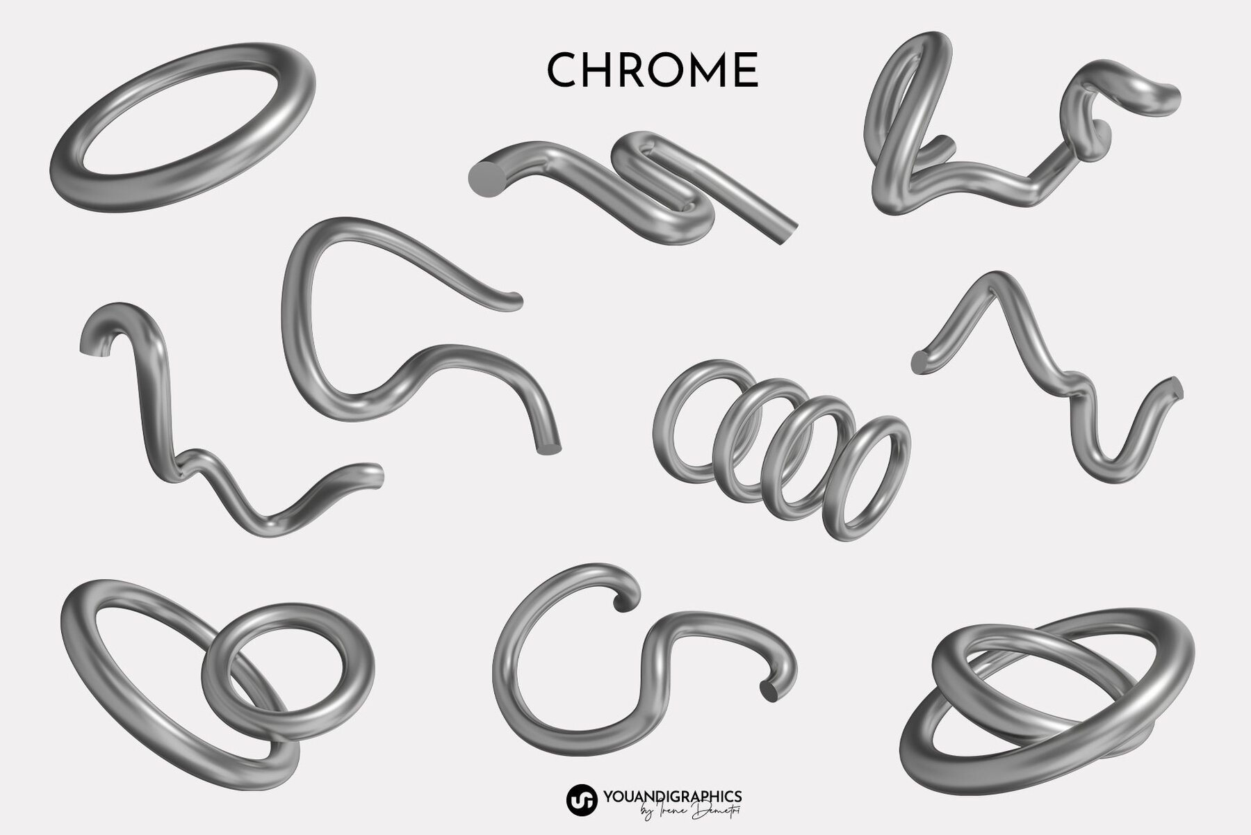 Chrome Abstract Y2K 3D Elements 15