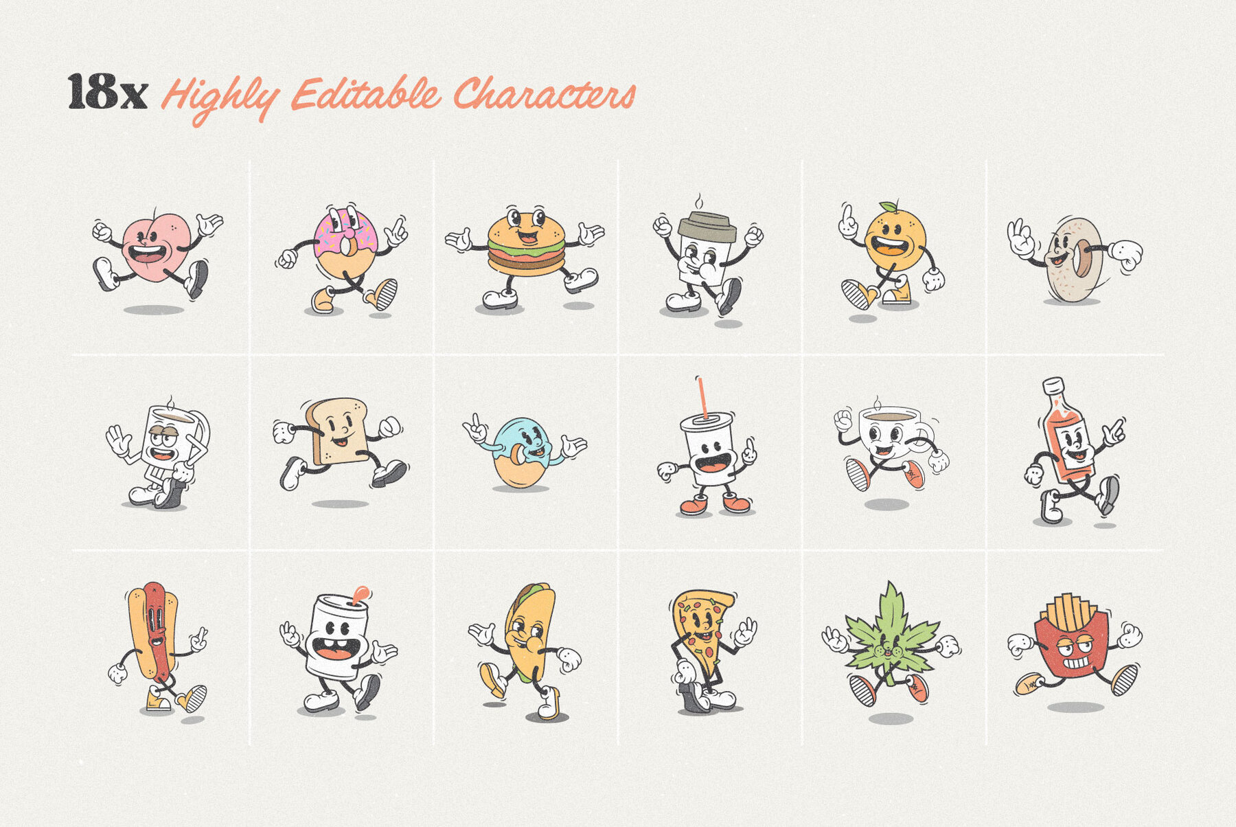 Food Friends v2 0   Vintage Mascot Logos   Characters 3