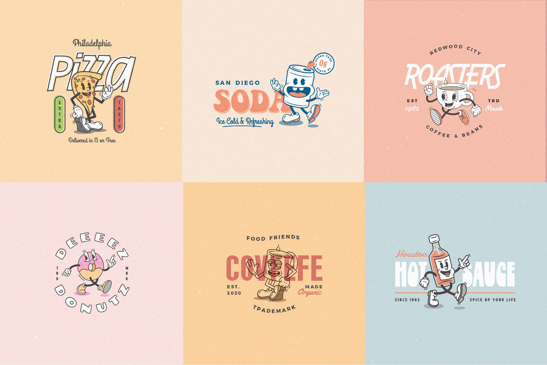 Food Friends v2 0   Vintage Mascot Logos   Characters 6
