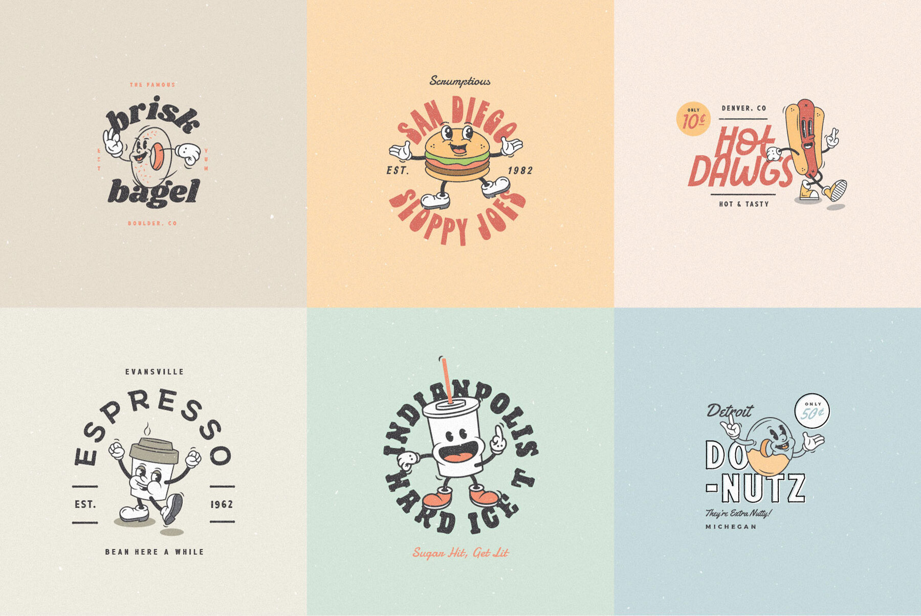 Food Friends v2 0   Vintage Mascot Logos   Characters 7