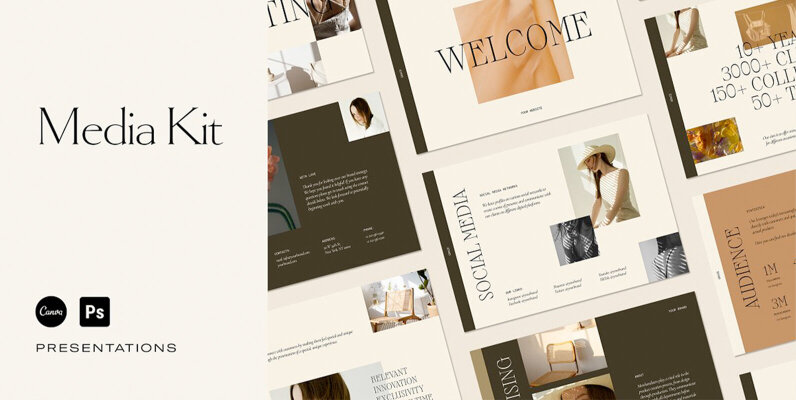Media Kit Presentation Templates CANVA PS