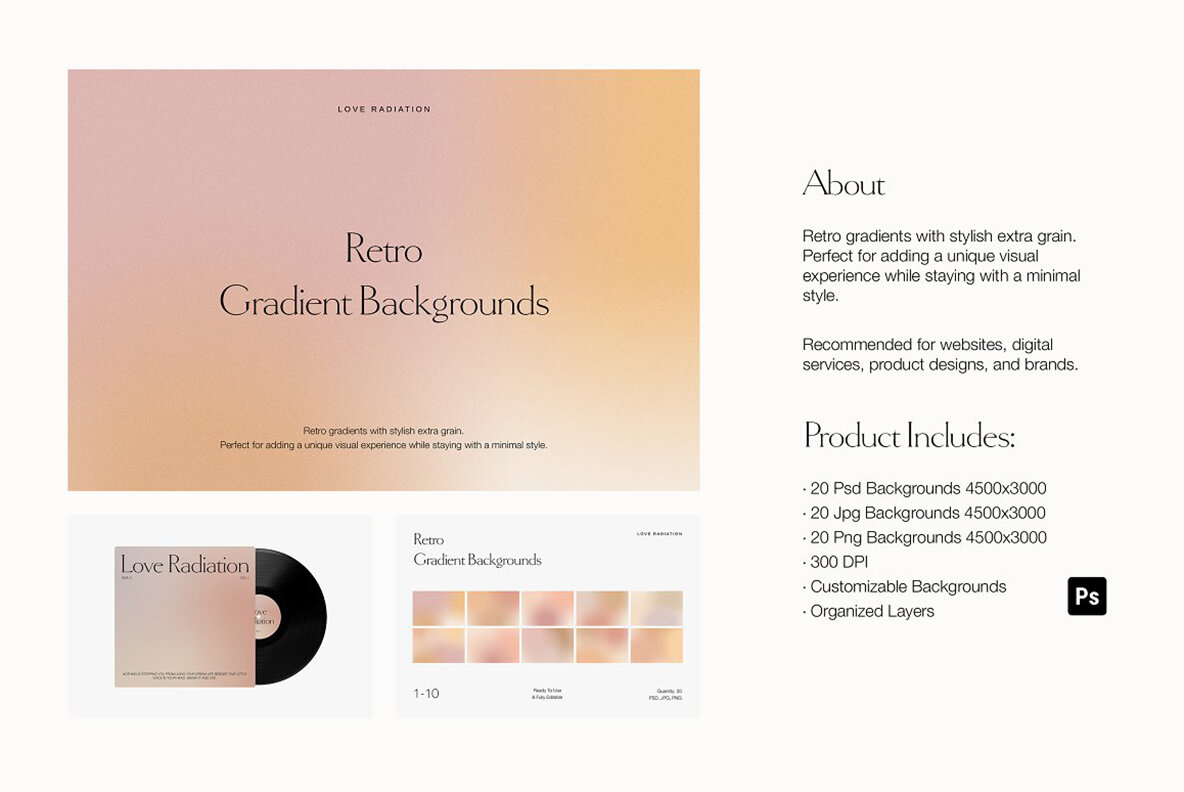 300 Grainy Gradient Backgrounds 9