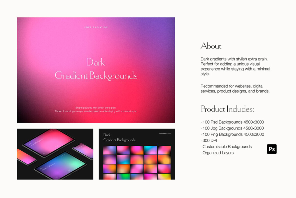 300 Grainy Gradient Backgrounds 14