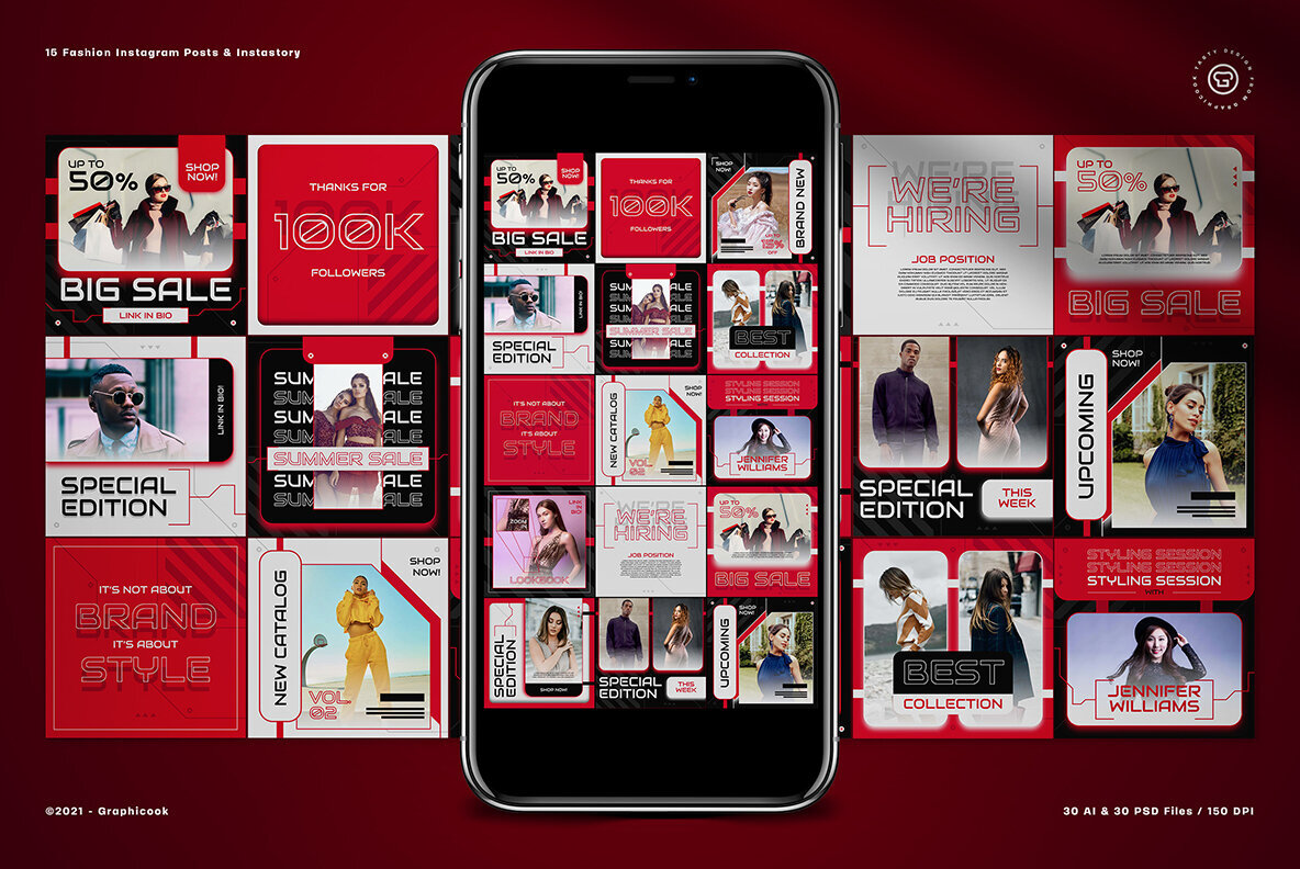 Black Cyberpunk Fashion Instagram Pack 2