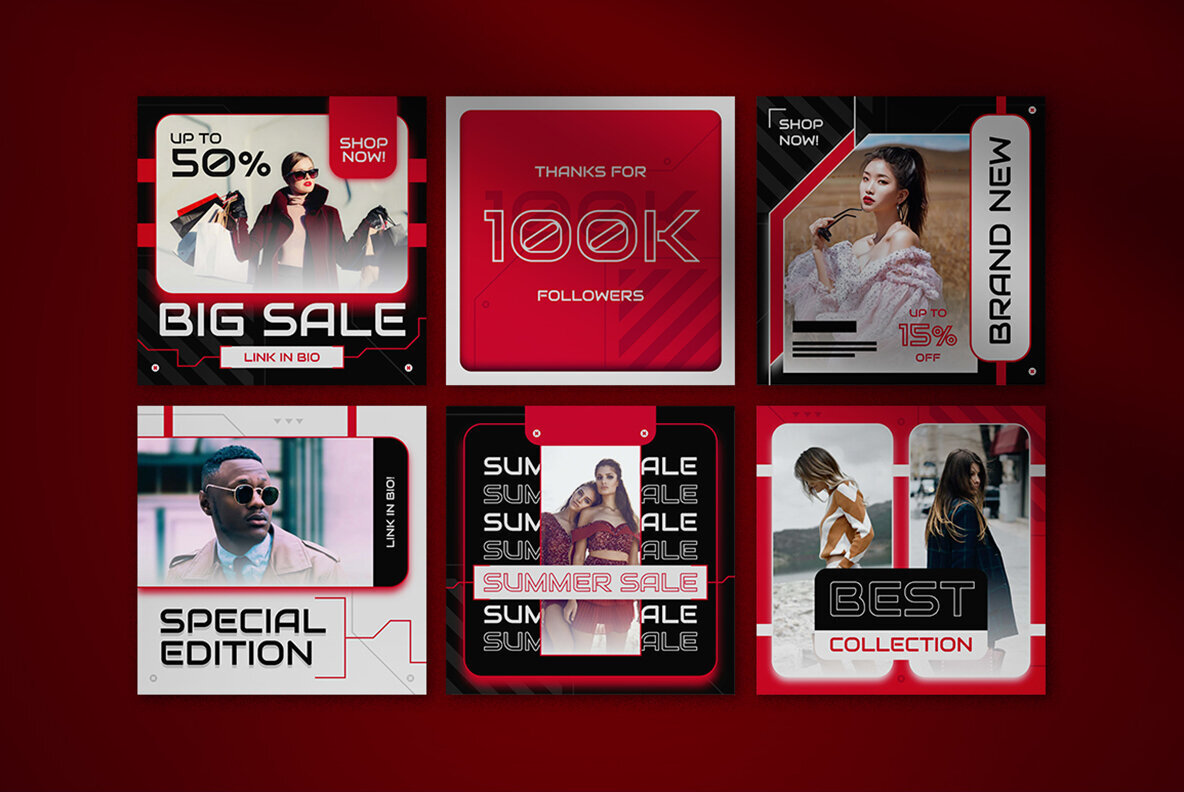 Black Cyberpunk Fashion Instagram Pack 3