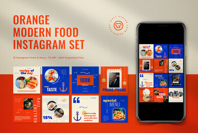 Orange Modern Food Instagram Pack