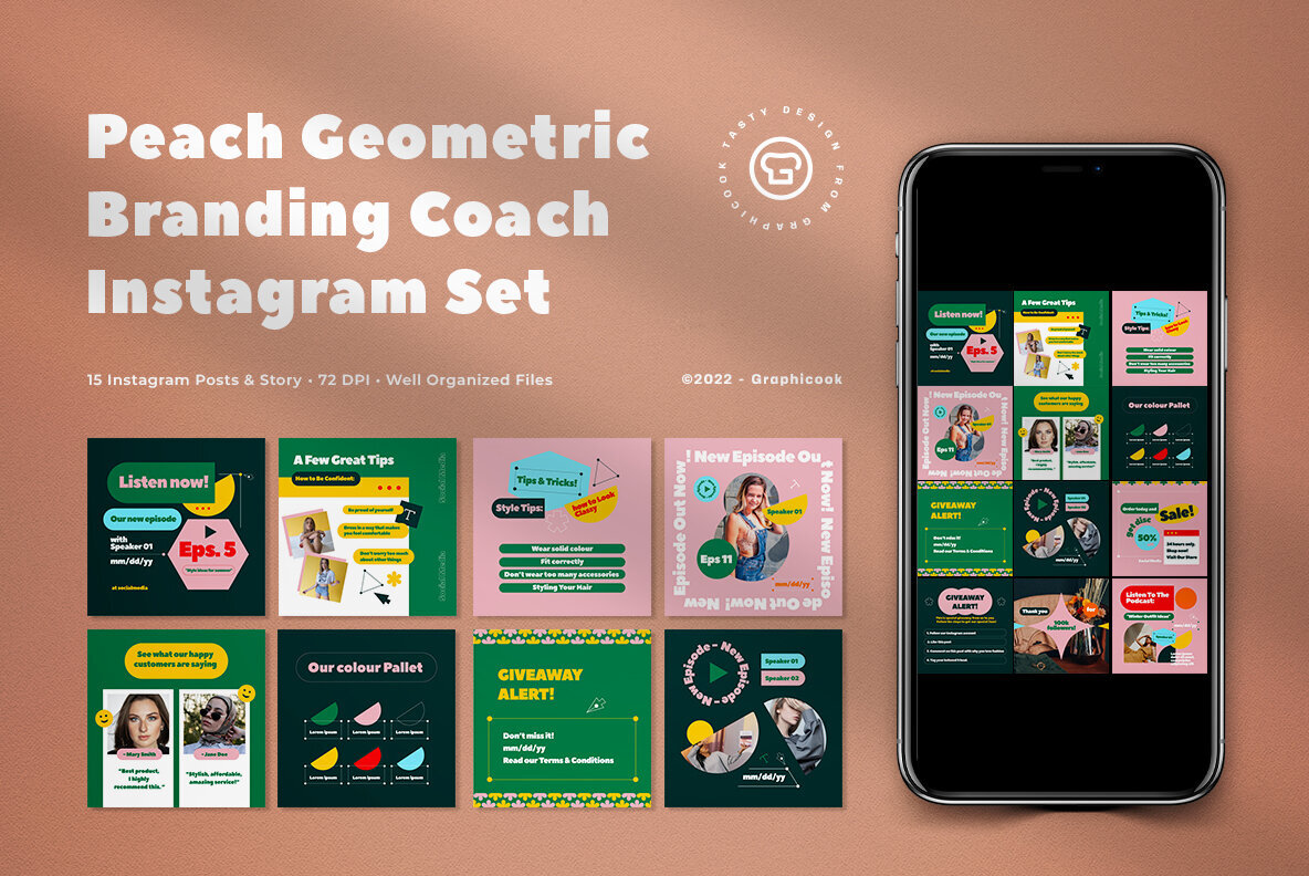Peach Geometric Branding Coach Instagram Pack 1