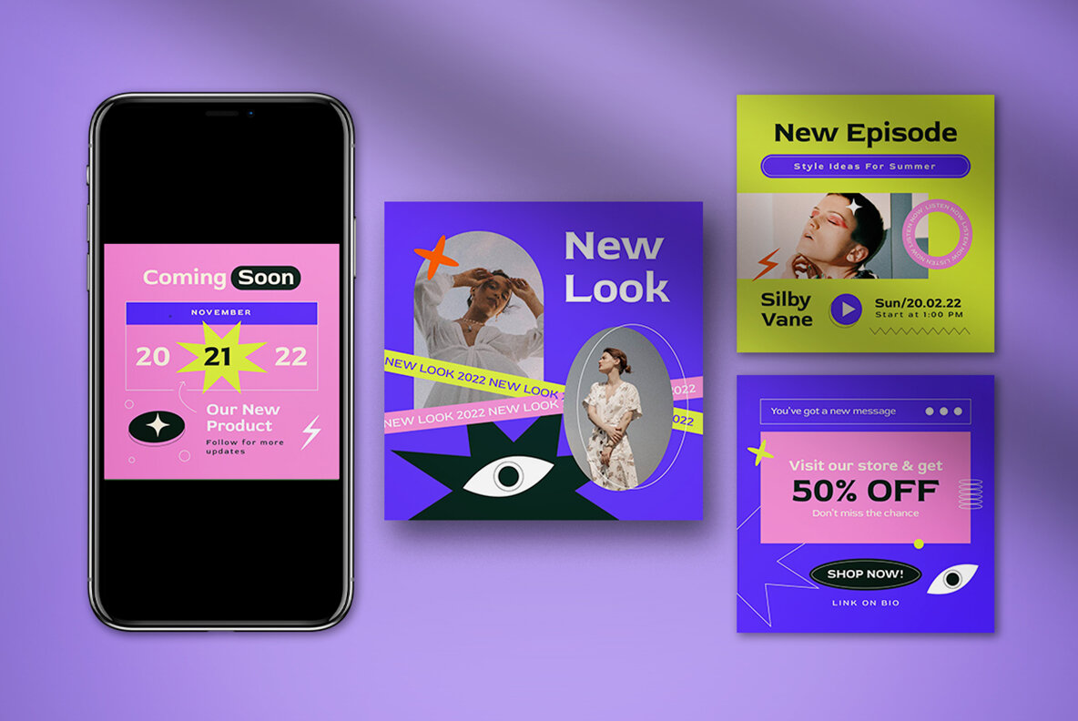 Purple Pop Culture Branding Coach Instagram Pack 4