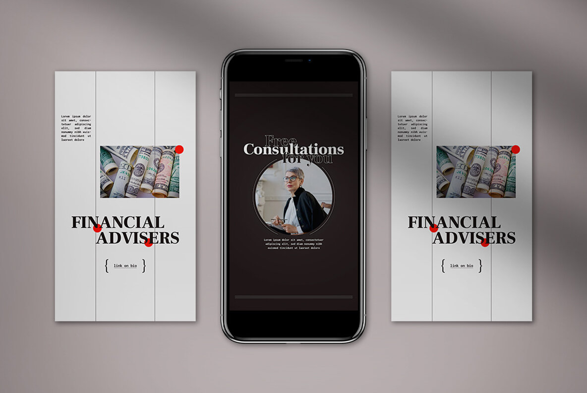 Red Geometric Finance Consultant Instagram Pack 6