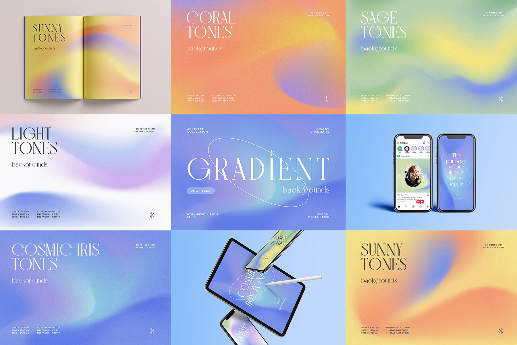 Grainy Gradient Texture Bundle 5