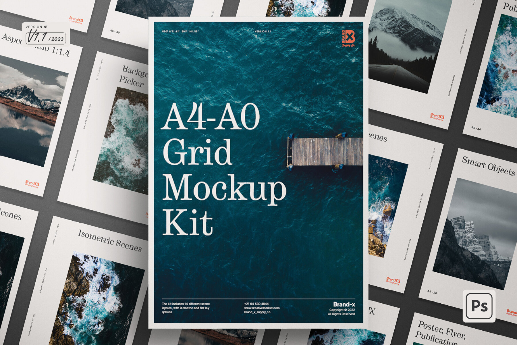 Agenzia A4 A0 Paper Grid Mockup Kit 1