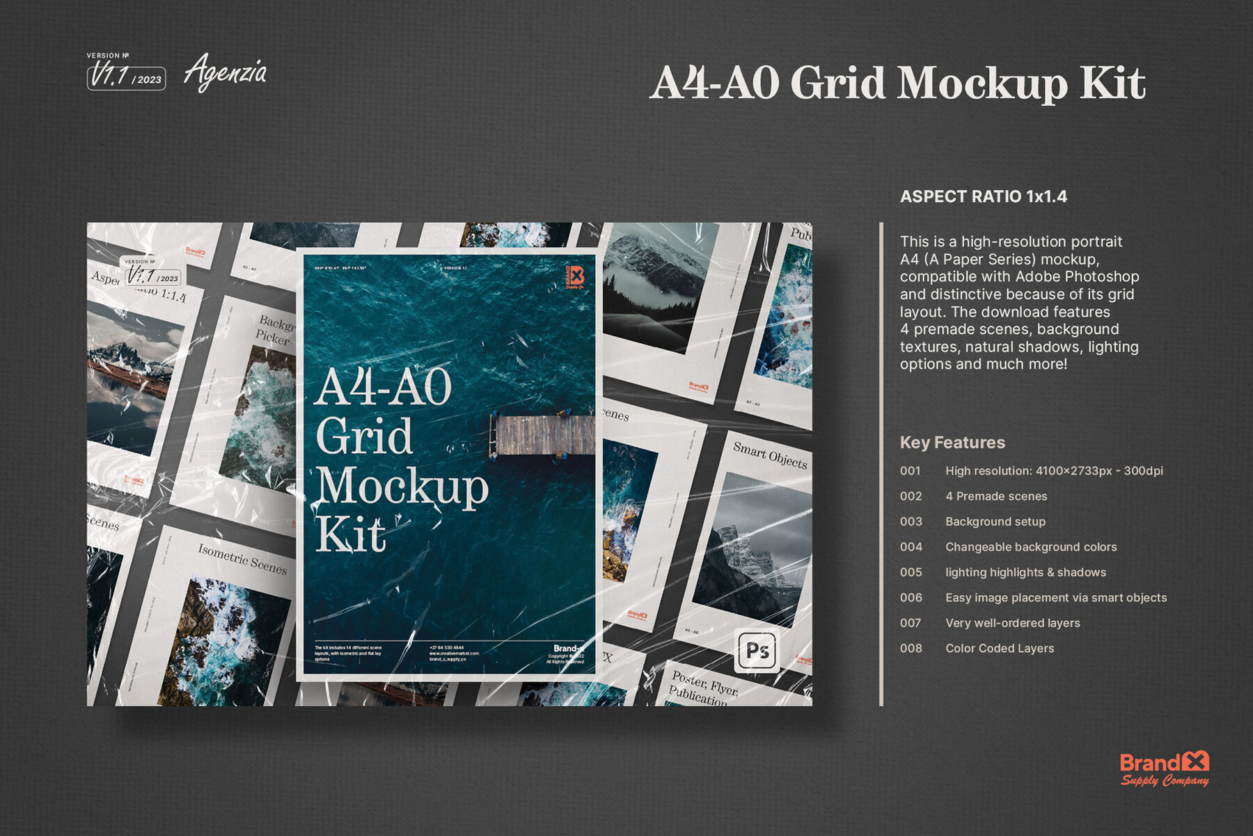 Agenzia A4 A0 Paper Grid Mockup Kit 2