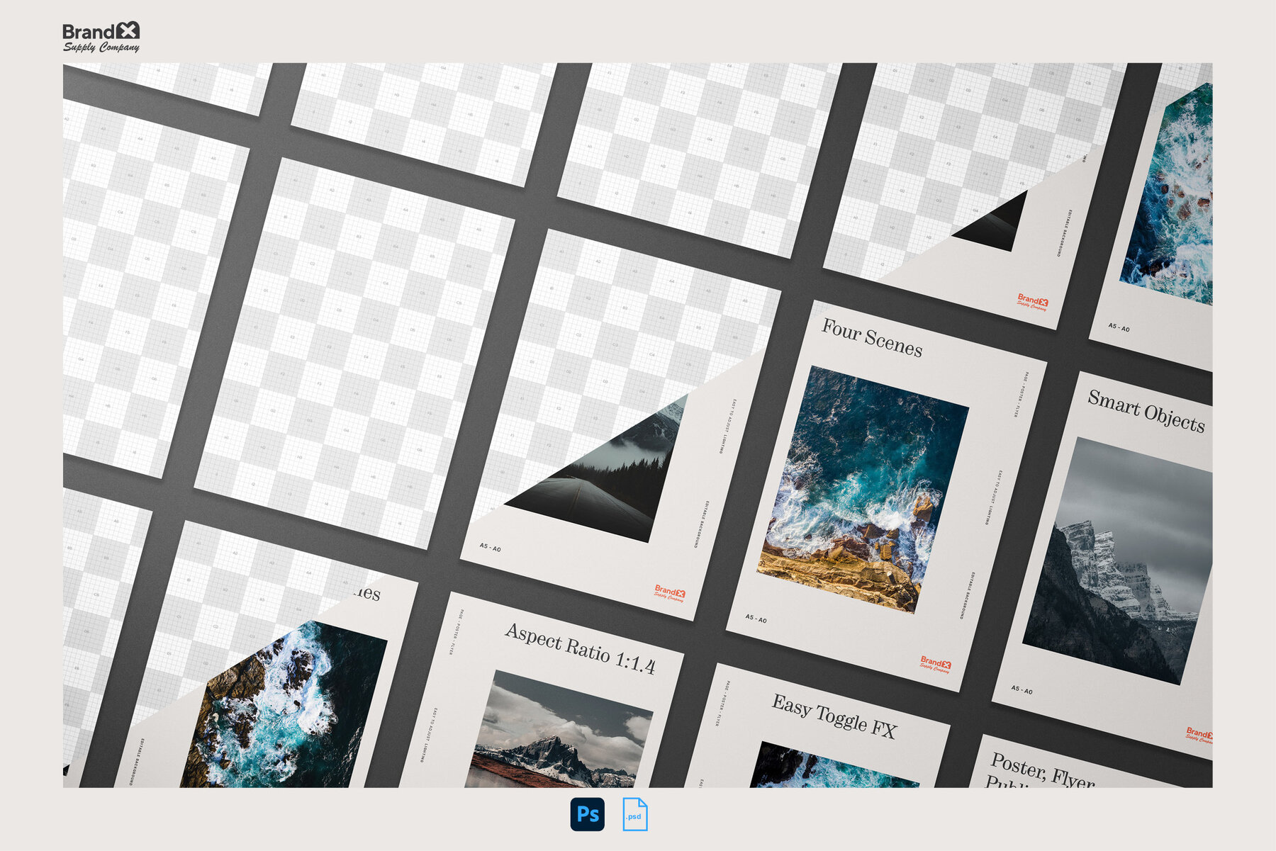 Agenzia A4 A0 Paper Grid Mockup Kit 11