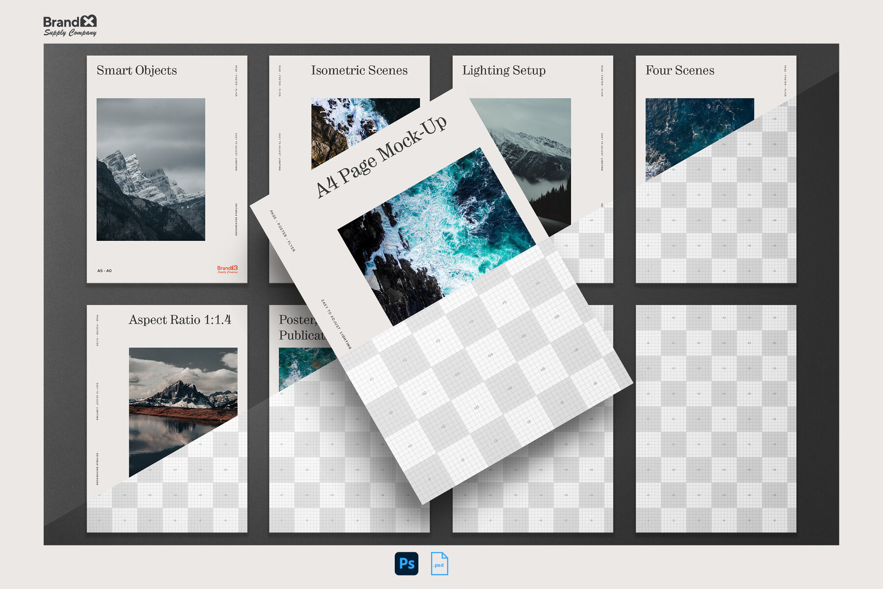 Agenzia A4 A0 Paper Grid Mockup Kit 13