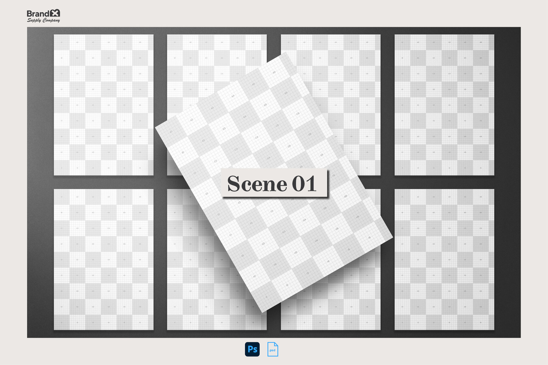 Agenzia A4 A0 Paper Grid Mockup Kit 15