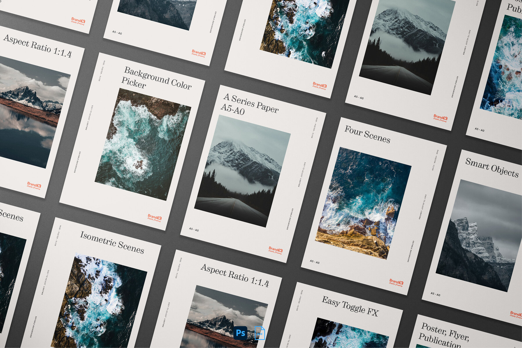 Agenzia A4 A0 Paper Grid Mockup Kit 19