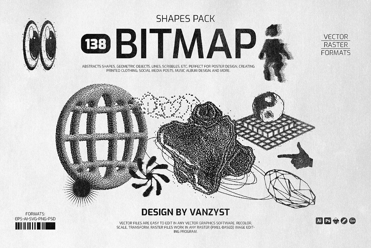 138 Bitmap Vector Shapes Pack 1