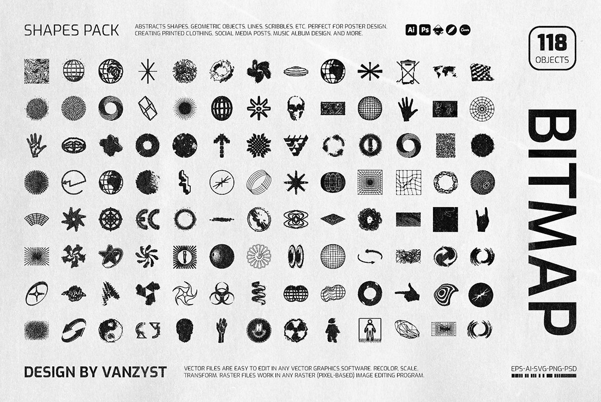 138 Bitmap Vector Shapes Pack 2