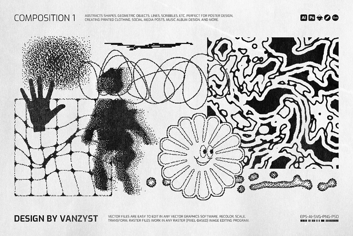 138 Bitmap Vector Shapes Pack 4