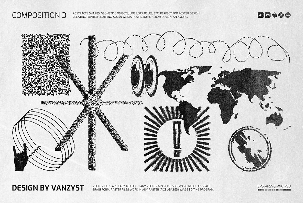 138 Bitmap Vector Shapes Pack 6