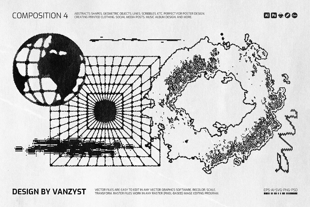 138 Bitmap Vector Shapes Pack 7