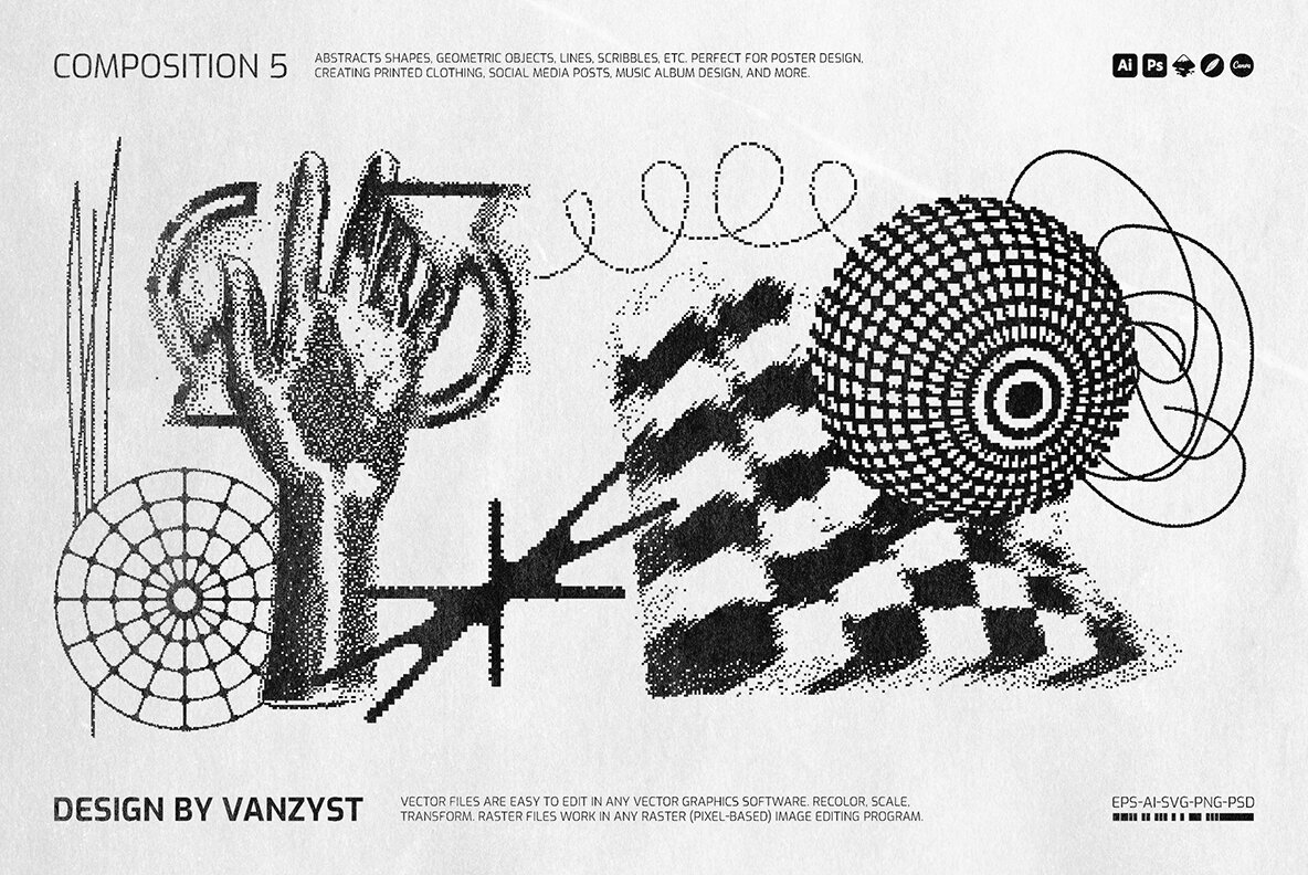 138 Bitmap Vector Shapes Pack 8