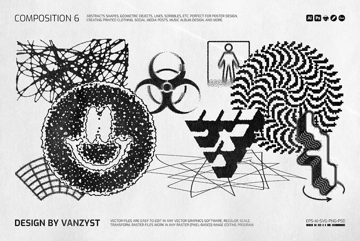 138 Bitmap Vector Shapes Pack 9