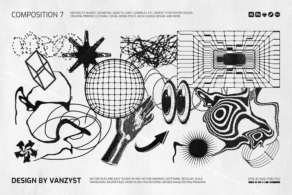 138 Bitmap Vector Shapes Pack 10